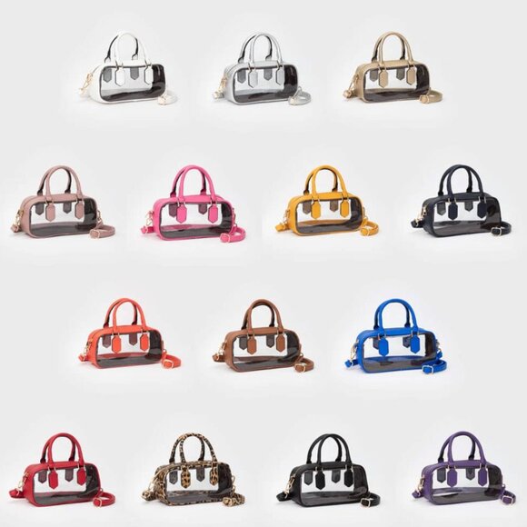 NWT RED Print Clear Stadium Approved Top Handle Crossbody Transparent Bag - Picture 2 of 2